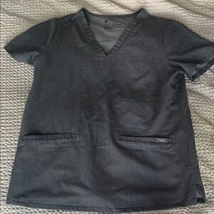 Figs Charcoal Gray V-Neck Medical Scrub Top
